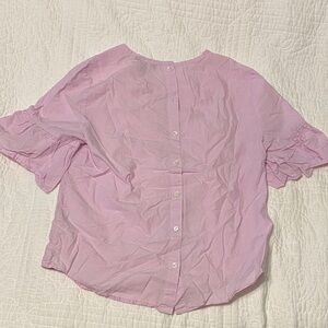 J. Crew Light Pink Button-Down Shirt with Ruffle Sleeves